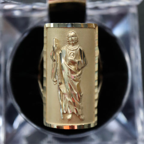 14K Solid Gold San Judas Ring 30MM