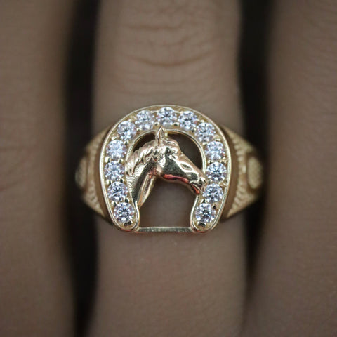 14k Solid Gold Horse Ring