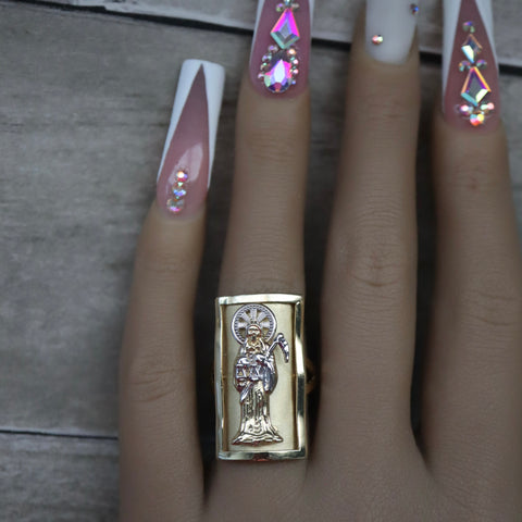 14k Solid Gold Santa Muerte Ring 29MM