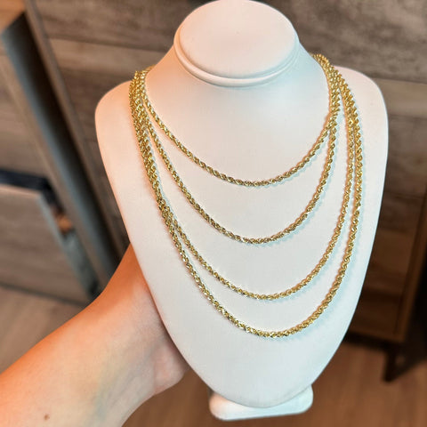 10k Gold Solid Rope Chain 2MM