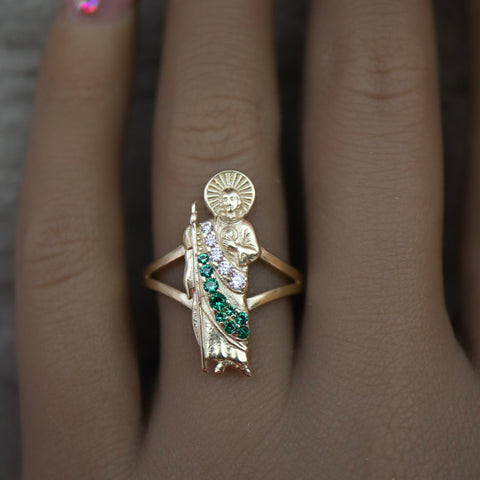 14k Solid Gold San Judas Ring