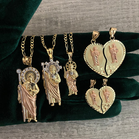 14k Gold Three Tone San Judas Pendant 016