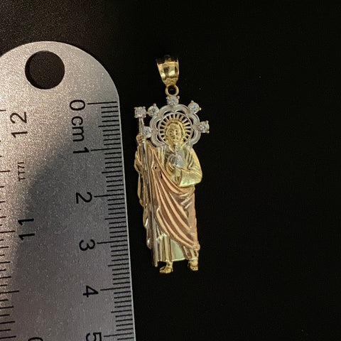 14k Gold Three Tone San Judas Pendant 016