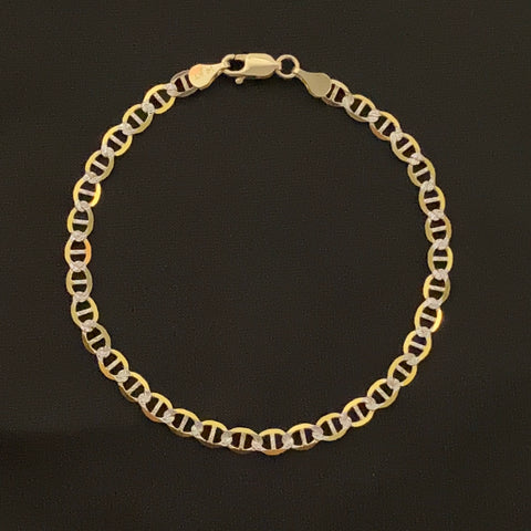 14k Gold Mariner Bracelet Diamond Cut 5MM 0337
