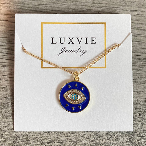 Navy Blue Evil Eye Necklace 02