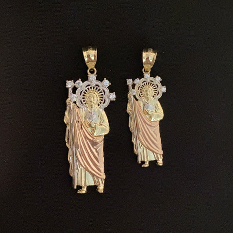 14k Gold Three Tone San Judas Pendant 016