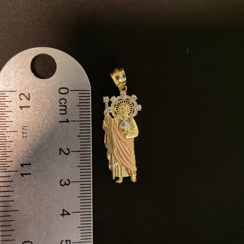 14k Gold Three Tone San Judas Pendant 016