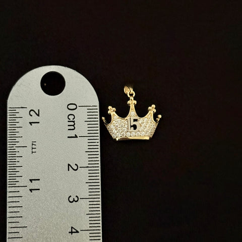 14k Real Gold 15 años 15 years Crown Pendant 2146