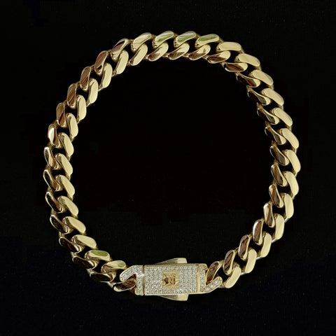 14k Hollow Gold Cuban Bracelet 9” 9MM