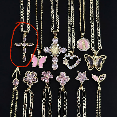 Pink Cross Necklace 06