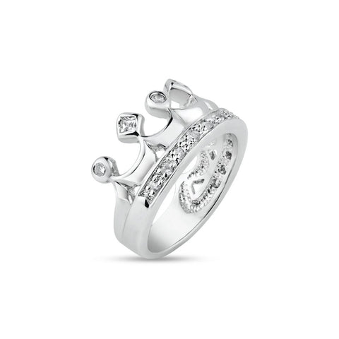 925 Silver Crown Ring Rhodium Plated