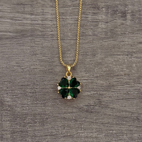 Gold plated Green Clover Necklace