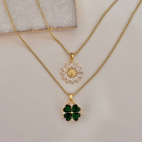 Gold plated Green Clover Necklace