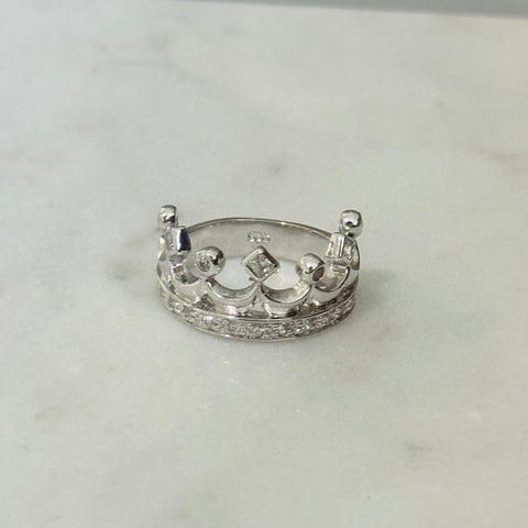 925 Silver Crown Ring Rhodium Plated