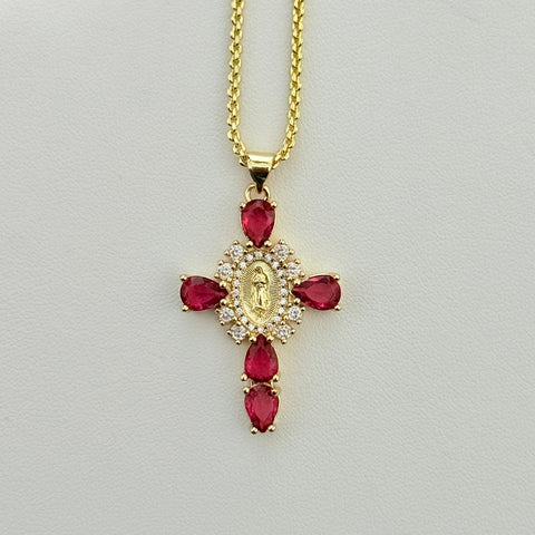 Hot Pink Cross Necklace 030