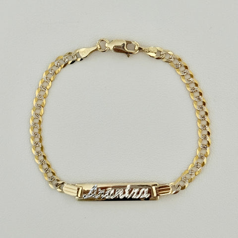 14k Gold Kids Bracelet 6” long curb link 0234