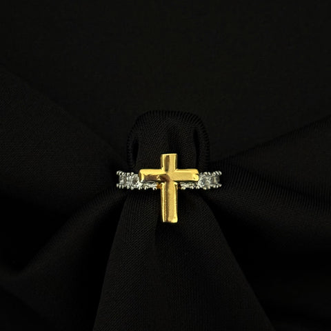 Adjustable Cross Ring silver gold