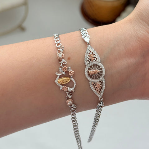 Virgencita bracelet rhodium plated two styles