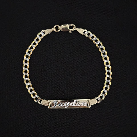 14k Gold Kids Bracelet 6” long curb link 0234