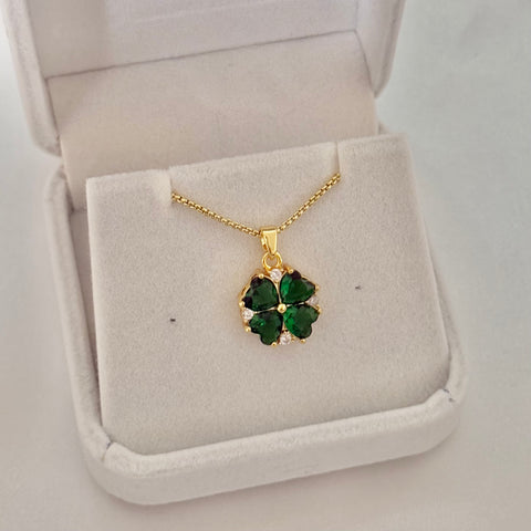 Gold plated Green Clover Necklace