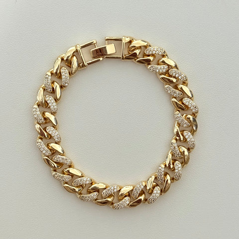 Fancy Gold plated Cuban Bracelet 7.5” long