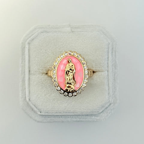 Adjustable Virgencita Ring 010 white or pink