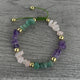 Adjustable Quartz Bracelet - Amethyst Aventurine Rose quartz