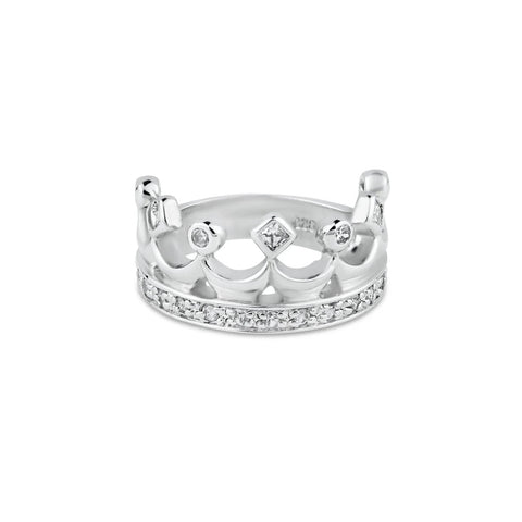 925 Silver Crown Ring Rhodium Plated