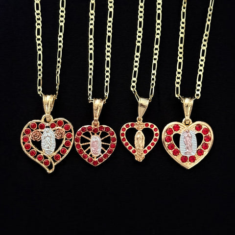 Red Heart Virgencita Necklace