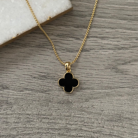 Gold plated Black Clover Necklace