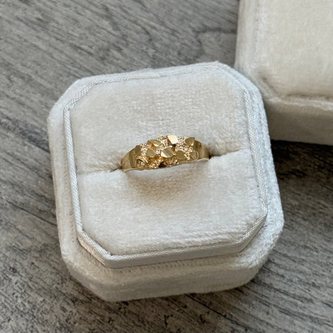 14k real gold nugget ring lightweight 3484