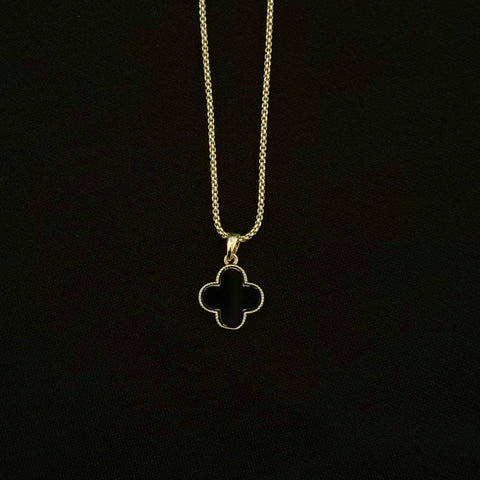 Gold plated Black Clover Necklace