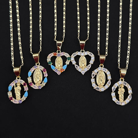 Set of Necklace & earrings - Virgencita or San Judas