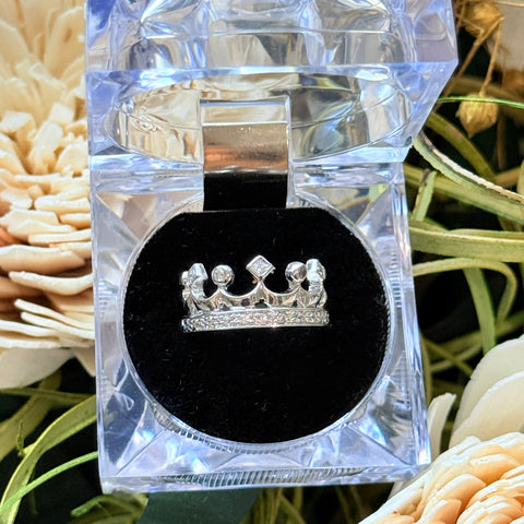 925 Silver Crown Ring Rhodium Plated