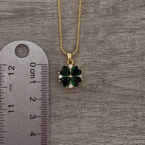 Gold plated Green Clover Necklace