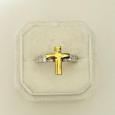 Adjustable Cross Ring silver gold