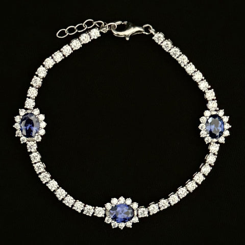 925 Silver Blue Fancy Bracelet