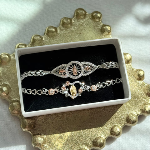Virgencita bracelet rhodium plated two styles