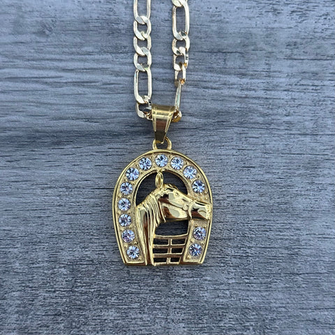 Gold Plated Horse Necklace 03