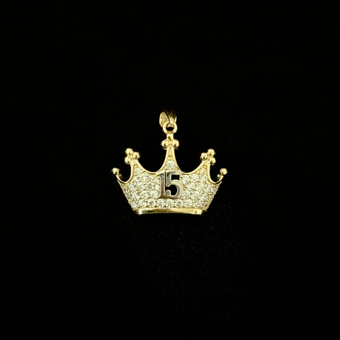 14k Real Gold 15 años 15 years Crown Pendant 2146