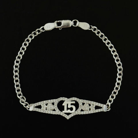 925 Silver 15 años bracelet - quinceañera - 15 years