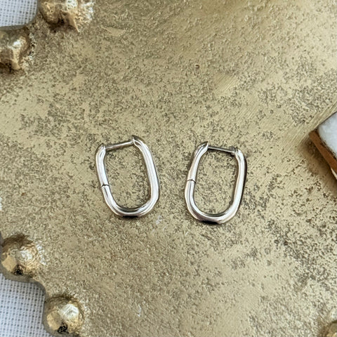 925 Silver Rectangular Earrings Huggie hoops