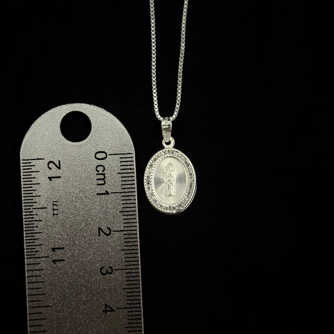 925 Silver Small pendant necklaces - 1MM chain San Judas and Virgen