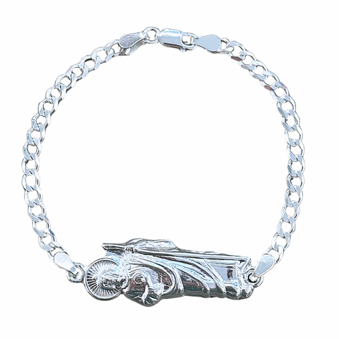 925 Silver San Judas Bracelet 7” or 8” Curb or Figaro Link