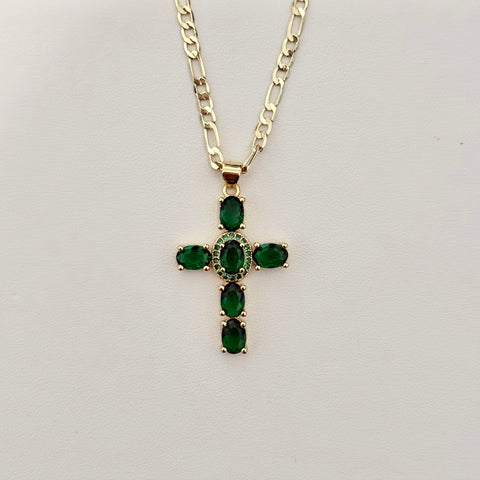 Cross Necklace White or Green 016