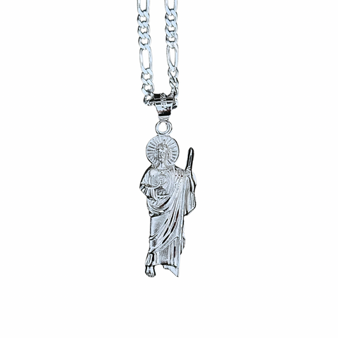 Silver San Judas Necklace Matte 01