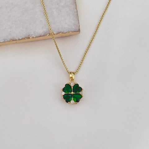 Gold plated Green Clover Necklace