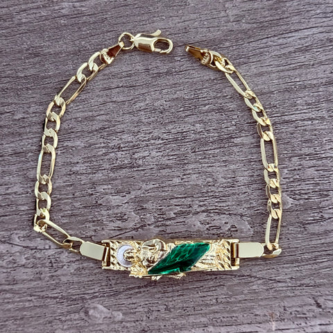 Green San Judas bracelet 8” long