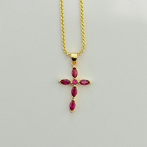 Hot Pink Cross Necklace 028