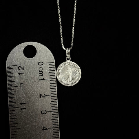 925 Silver Small pendant necklaces - 1MM chain San Judas and Virgen